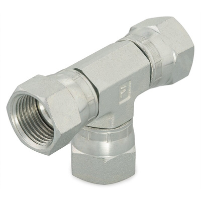 Parker Hydraulic Swivel Nut Tee UNF 9/16-18 Female to UNF 9/16-18 Female, 6 JX6-S