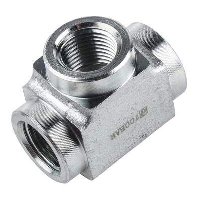 Enerpac Hydraulic Tee Threaded Adapter FZ1612, Connector A NPTF 3/8 Female Connector B NPTF 3/8 Female