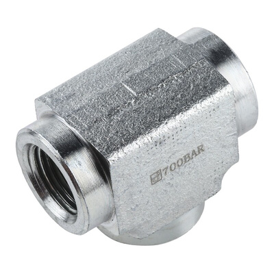 Enerpac Hydraulic Tee Threaded Adapter FZ1612, Connector A NPTF 3/8 Female Connector B NPTF 3/8 Female