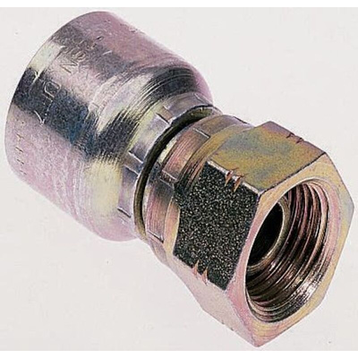 BSP 3/8 Female Straight Steel Crimped Hose Fitting, 330 bar