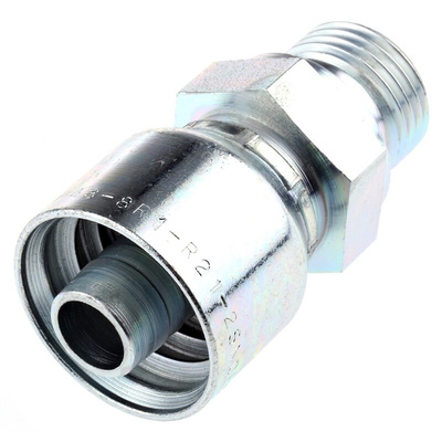 BSP 1/2 Male Straight Steel Crimped Hose Fitting, 275 bar