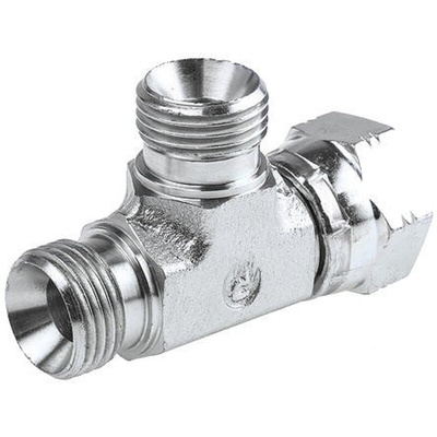Parker Hydraulic Tee Threaded Adapter 4R6MK4S, Connector A G 1/4 Female Connector B G 1/4 Female