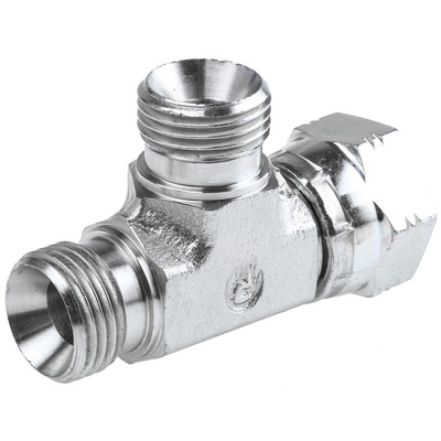 Parker Hydraulic Tee Threaded Adapter 8R6MK4S, Connector A G 1/2 Female Connector B G 1/2 Female