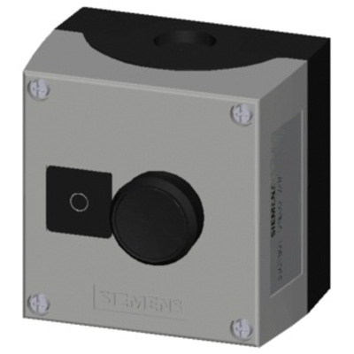 Siemens Push Button Enclosure - NC, Plastic, 1 Cutouts, Black, O, IP66, IP67, IP69, IP69K