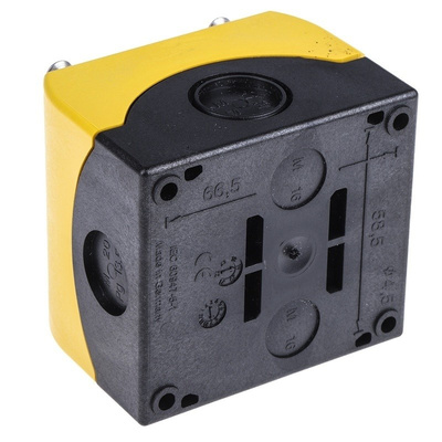 Eaton Grey/Yellow Plastic M22 Push Button Enclosure - 1 Hole 22mm Diameter