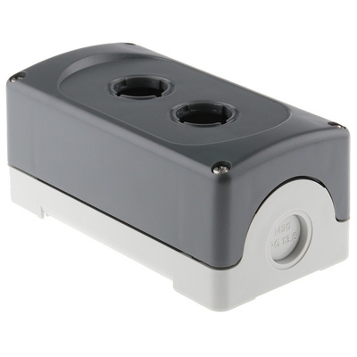 Grey Plastic ABB Modular Push Button Enclosure - 2 Hole 22mm Diameter