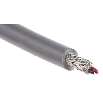 Alpha Wire Twisted Pair Data Cable, 1 Pairs, 0.09 mm², 2 Cores, 28 AWG, Screened, 30m, Grey Sheath