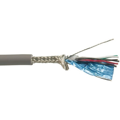 Alpha Wire Twisted Pair Data Cable, 3 Pairs, 0.09 mm², 6 Cores, 28 AWG, Screened, 30m, Grey Sheath