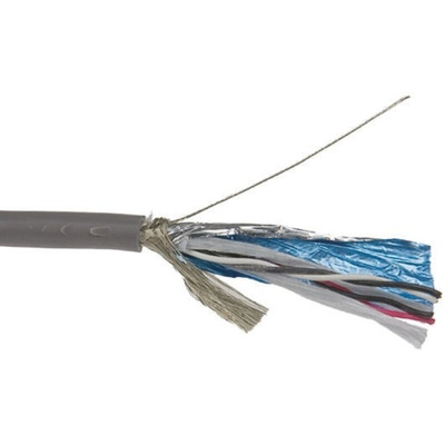 Alpha Wire Twisted Pair Data Cable, 2 Pairs, 0.14 mm², 4 Cores, 26 AWG, Screened, 30m, Grey Sheath