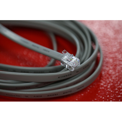 RS PRO Male RJ12 to Male RJ12 Telephone Extension Cable, Grey Sheath, 3m