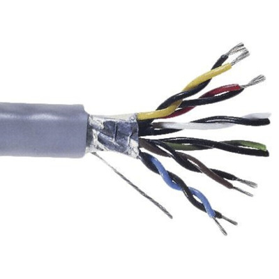 Belden Twisted Pair Data Cable, 6 Pairs, 0.33 mm², 12 Cores, 22 AWG, Screened, 30m, Chrome Sheath