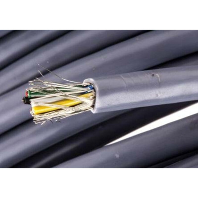 Nexans Multicore Data Cable, 0.22 mm², 7 Cores, 24 AWG, Screened, 100m, Grey Sheath