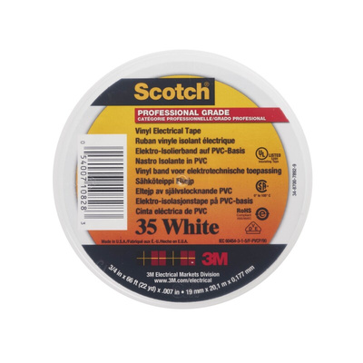 3M Scotch 35 White PVC Electrical Tape, 19mm x 20m