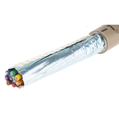 Alpha Wire Multicore Data Cable, 0.23 mm², 8 Cores, 24 AWG, Screened, 100m, Grey Sheath