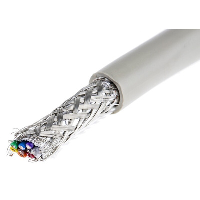 Alpha Wire Multicore Data Cable, 0.23 mm², 10 Cores, 24 AWG, Screened, 100m, Grey Sheath