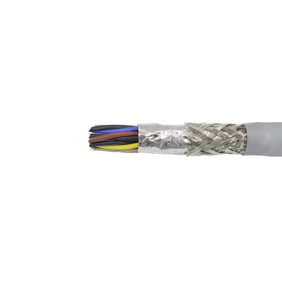 Alpha Wire Multicore Data Cable, 0.23 mm², 15 Cores, 24 AWG, Screened, 100m, Grey Sheath