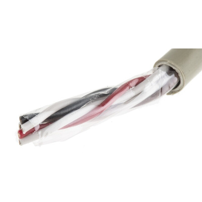Alpha Wire Twisted Pair Data Cable, 3 Pairs, 0.23 mm², 6 Cores, 24 AWG, Unscreened, 100m, Grey Sheath