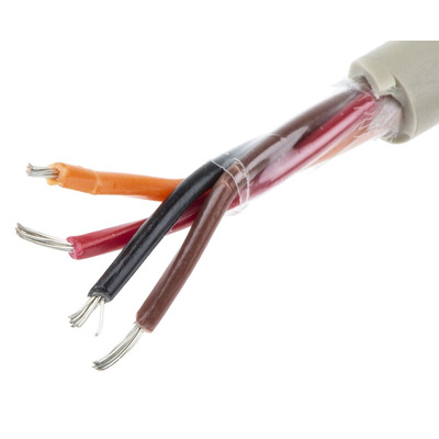 Alpha Wire Multicore Data Cable, 0.23 mm², 4 Cores, 24 AWG, Unscreened, 100m, Grey Sheath