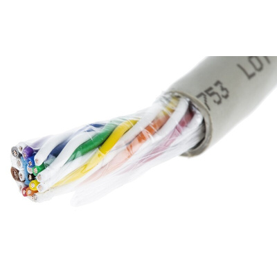 Alpha Wire Multicore Data Cable, 9 Pairs, 0.25 mm², 18 Cores, 24 AWG, Unscreened, 100m, Grey Sheath