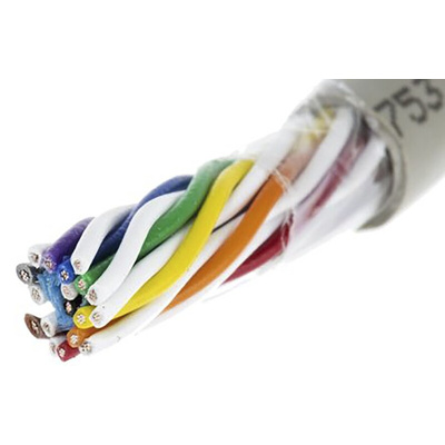 Alpha Wire Multicore Data Cable, 15 Pairs, 0.23 mm², 30 Cores, 24 AWG, Unscreened, 100m, Grey Sheath