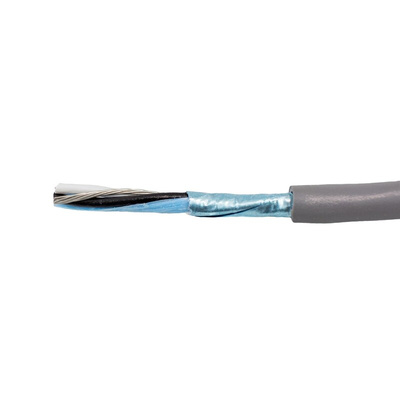 Alpha Wire Twisted Pair Data Cable, 1 Pairs, 0.81 mm², 2 Cores, 18 AWG, Screened, 305m, Black, Grey Sheath