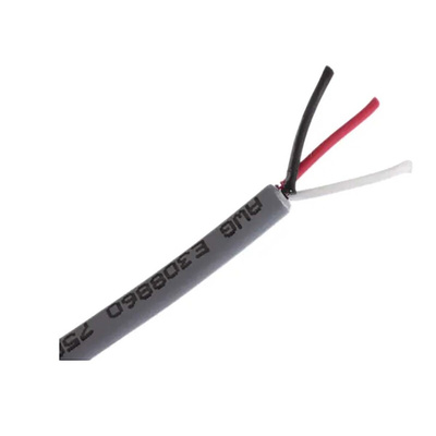 Alpha Wire Multicore Data Cable, 0.35 mm², 3 Cores, 22 AWG, Unscreened, 305m, Grey Sheath