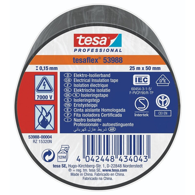 Tesa Black PVC Electrical Insulation Tape, 50mm x 25m