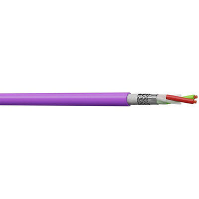 CAE Multimedia Connect Round Bus Cable, 0.64 mm, 2 Cores, 22, Screened, 100m, Purple Sheath