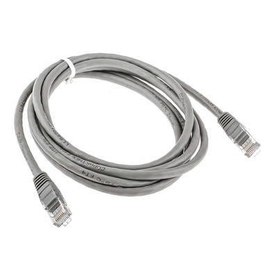 RS PRO Cat5e Male RJ45 to Male RJ45 Ethernet Cable, U/UTP, Grey, 2m