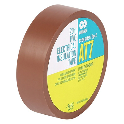 Advance Tapes AT7 Brown PVC Electrical Tape, 19mm x 20m