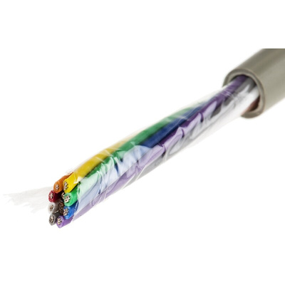 Alpha Wire Multicore Data Cable, 0.23 mm², 10 Cores, 24 AWG, Unscreened, 50m, Grey Sheath