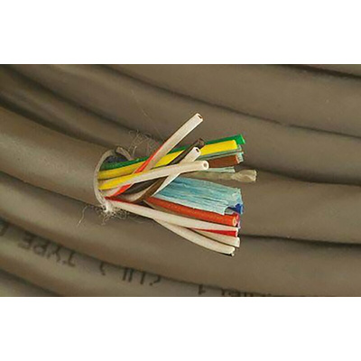 Alpha Wire Multicore Data Cable, 0.23 mm², 15 Cores, 24 AWG, Unscreened, 50m, Grey Sheath