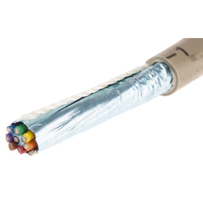 Alpha Wire Multicore Data Cable, 0.23 mm², 8 Cores, 24 AWG, Screened, 50m, Grey Sheath