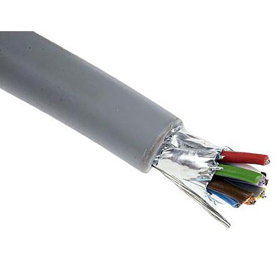 Alpha Wire Multicore Data Cable, 0.23 mm², 10 Cores, 24 AWG, Screened, 50m, Grey Sheath