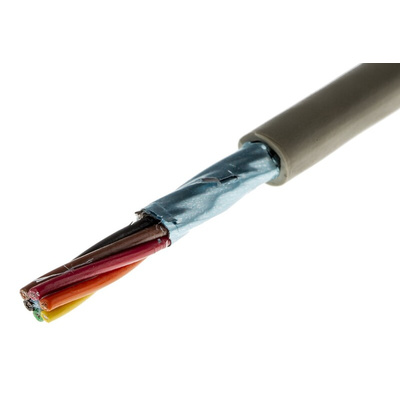 Alpha Wire Multicore Data Cable, 0.35 mm², 6 Cores, 22 AWG, Screened, 50m, Grey Sheath