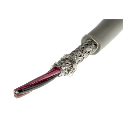 Alpha Wire Multicore Data Cable, 0.09 mm², 3 Cores, 28 AWG, Screened, 50m, Grey Sheath