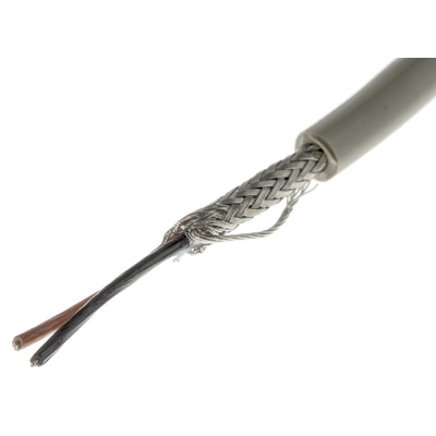 Alpha Wire Multicore Data Cable, 0.35 mm², 2 Cores, 22 AWG, Screened, 50m, Grey Sheath
