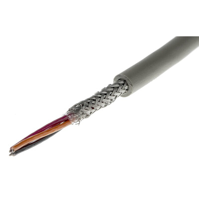 Alpha Wire Multicore Data Cable, 0.56 mm², 4 Cores, 20 AWG, Screened, 50m, Grey Sheath