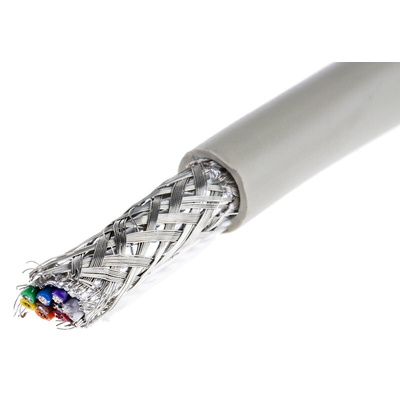 Alpha Wire Multicore Data Cable, 0.23 mm², 10 Cores, 24 AWG, Screened, 50m, Grey Sheath