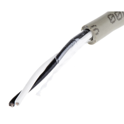 Alpha Wire Twisted Pair Data Cable, 1 Pairs, 0.23 mm², 2 Cores, 24 AWG, Unscreened, 50m, Grey Sheath