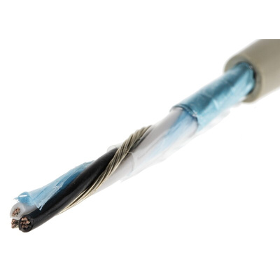 Alpha Wire Twisted Pair Data Cable, 1 Pairs, 0.35 mm², 2 Cores, 22 AWG, Screened, 50m, Grey Sheath