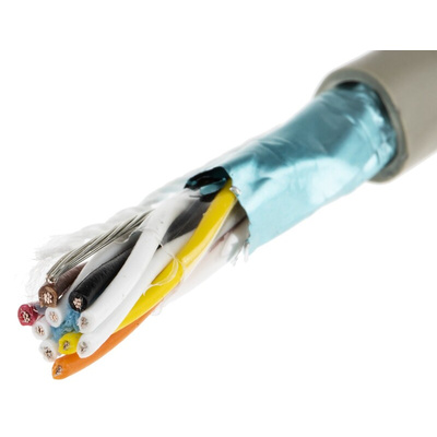 Alpha Wire Twisted Pair Data Cable, 5 Pairs, 0.35 mm², 10 Cores, 22 AWG, Screened, 50m, Grey Sheath