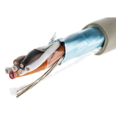 Alpha Wire Twisted Pair Data Cable, 4 Pairs, 0.35 mm², 8 Cores, 22 AWG, Screened, 50m, Grey Sheath