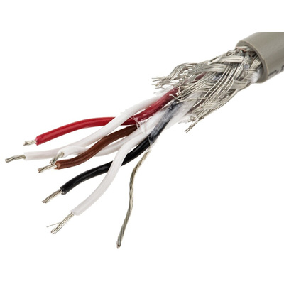 Alpha Wire Twisted Pair Data Cable, 3 Pairs, 0.09 mm², 6 Cores, 28 AWG, Screened, 50m, Grey Sheath