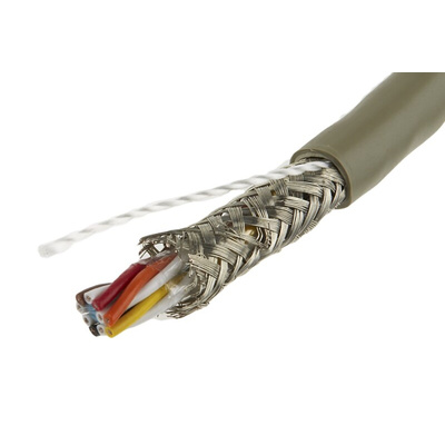 Alpha Wire Twisted Pair Data Cable, 5 Pairs, 0.35 mm², 10 Cores, 22 AWG, Screened, 50m, Grey Sheath