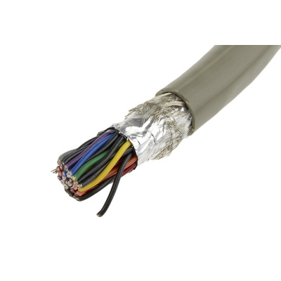 Alpha Wire Twisted Pair Data Cable, 19 Pairs, 0.23 mm², 38 Cores, 24 AWG, Screened, 50m, Grey Sheath