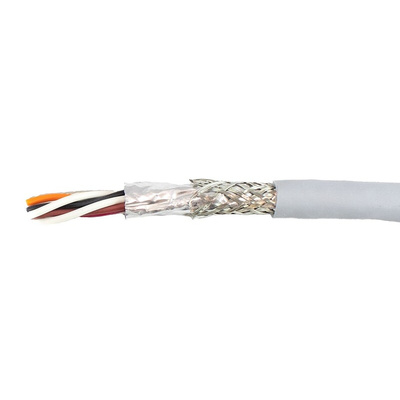 Alpha Wire Twisted Pair Data Cable, 4 Pairs, 0.382 mm², 8 Cores, 22 AWG, Screened, 30m, Grey Sheath