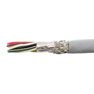 Alpha Wire Twisted Pair Data Cable, 6 Pairs, 0.382 mm², 12 Cores, 22 AWG, Screened, 30m, Grey Sheath
