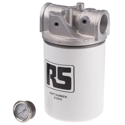 RS PRO 12 bar 1-1/4in Hydraulic Spin-On Filter Can, 95L/min max, 10μm filtration size