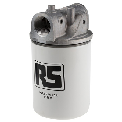 RS PRO 12 bar 1-1/4in Hydraulic Spin-On Filter Can, 95L/min max, 10μm filtration size